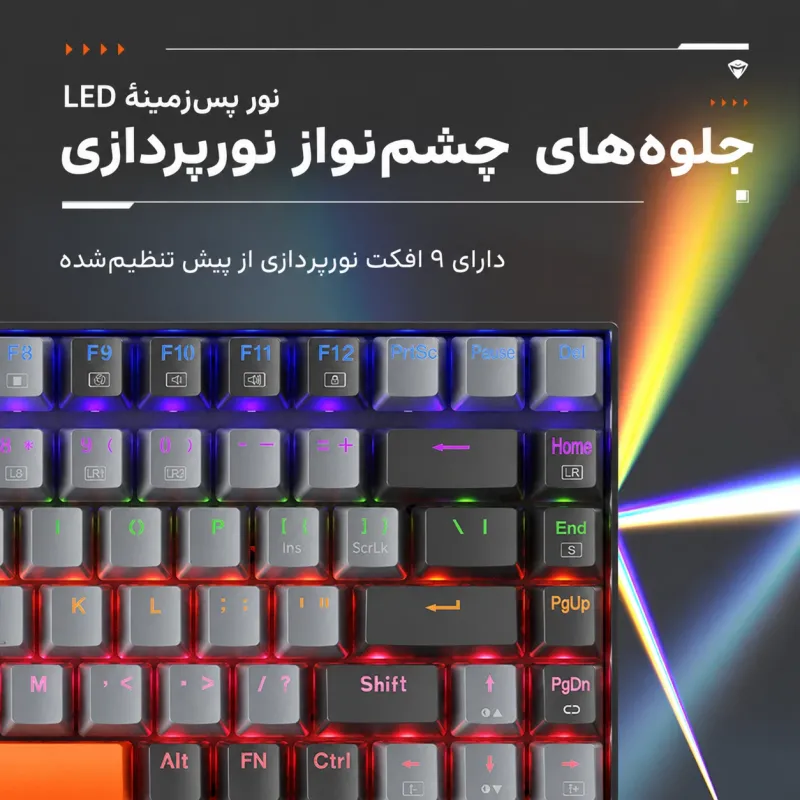 کیبورد مکانیکی سیمی مکانیک مدل K500A-B84 با سوییچ قرمز