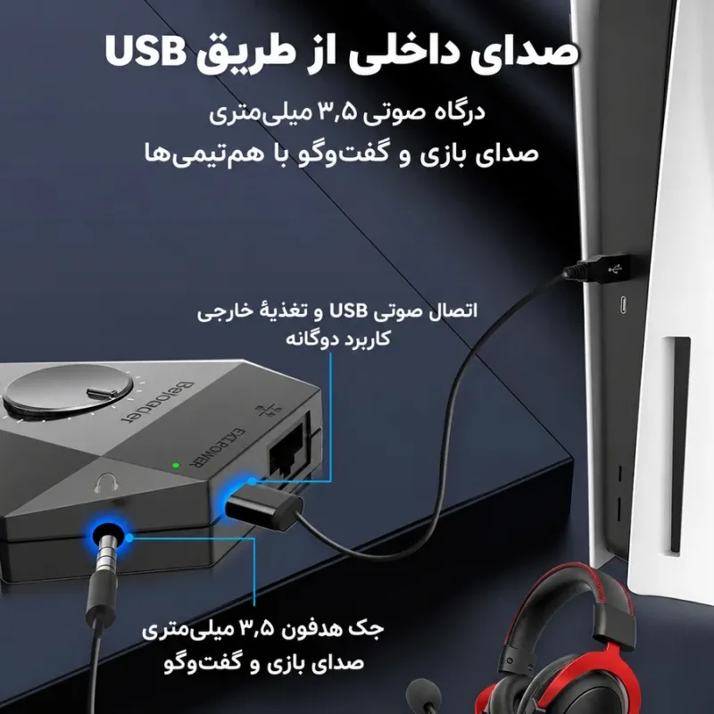 راهنمای فارسی اتصال هدست و صدای USB
