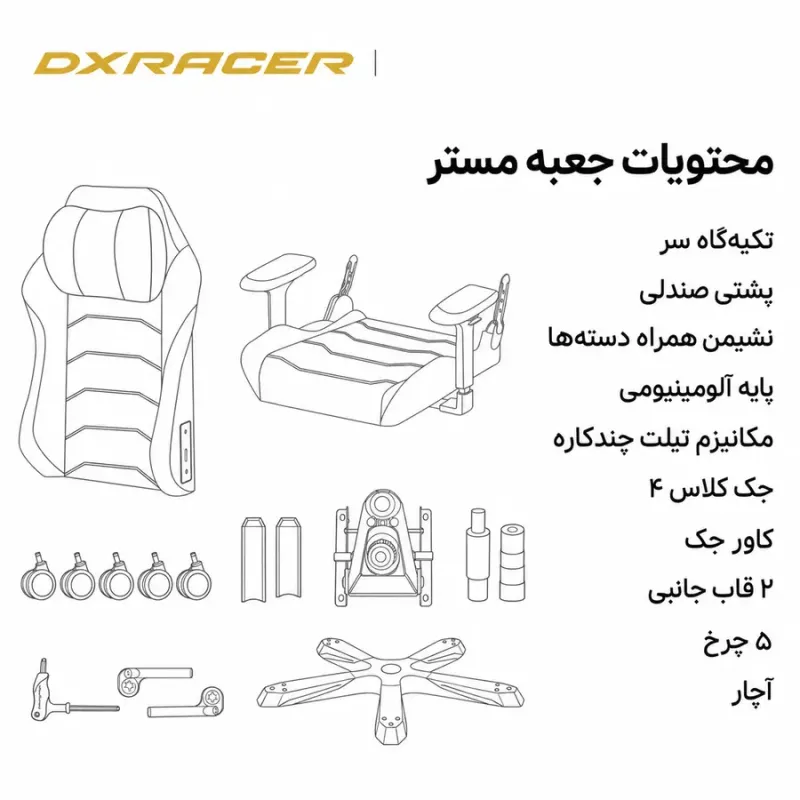 تصویر فارسی محتویات جعبه صندلی مستر